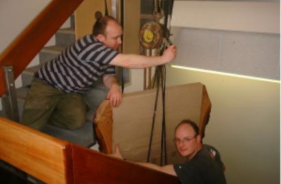 Martyn and Lee delivering the Oak Board Room Table