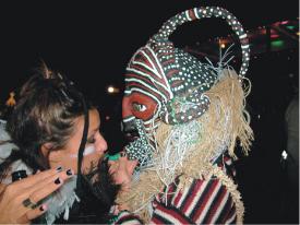 "Tequila Man" feeding Imogen at Pewsey Carnival