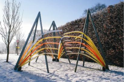 Feathers of Light Sculpture in the snow.