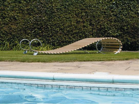 Poolside Loafr in beech and aluminium.